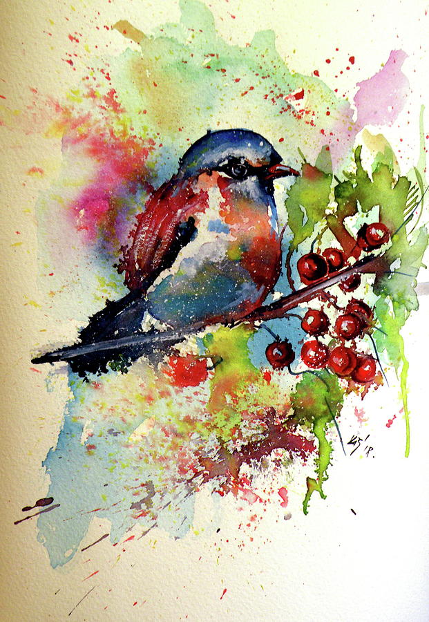 621x900 Little Cute Bird Painting By Kovacs Anna Brigitta - Cute Bird Painting