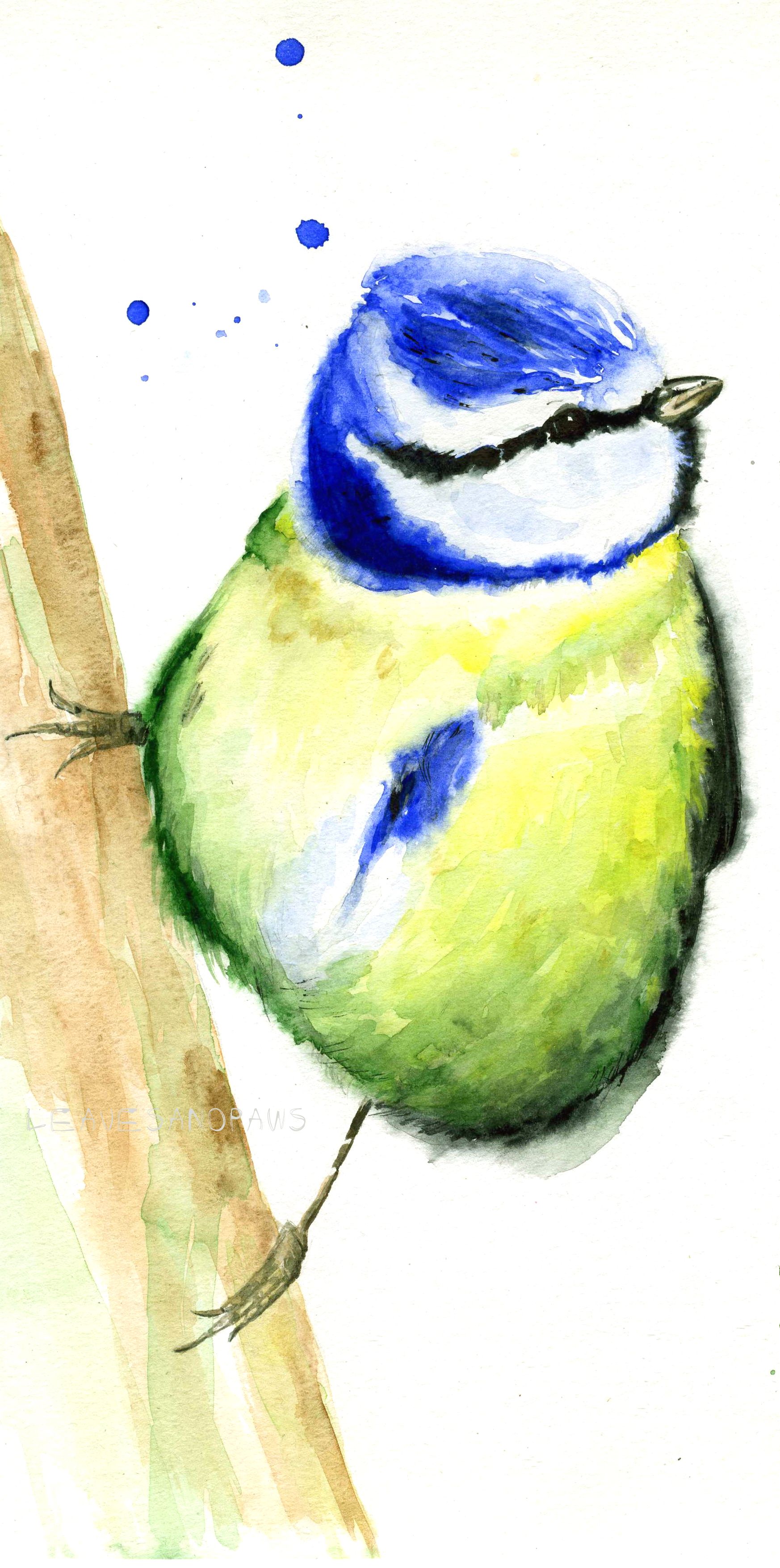 1746x3509 Original Watercolor Painting Of Cute Bird Watercolor Amp Ink Art - Cute Bird Painting