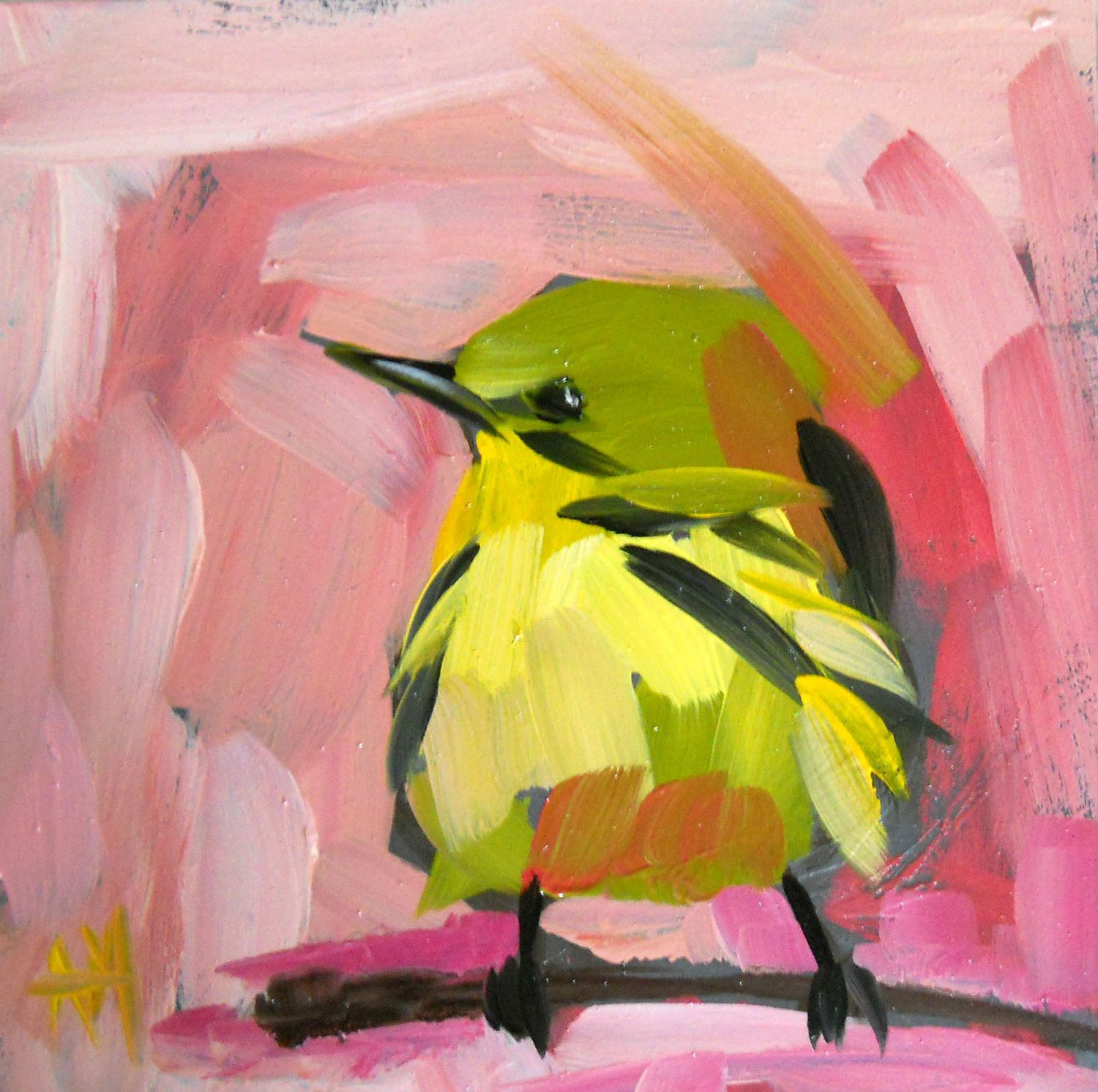 1500x1492 Some Really Cute Bird Paintings On Etsy. Yellow Warbler By Pratt - Cute Bird Painting