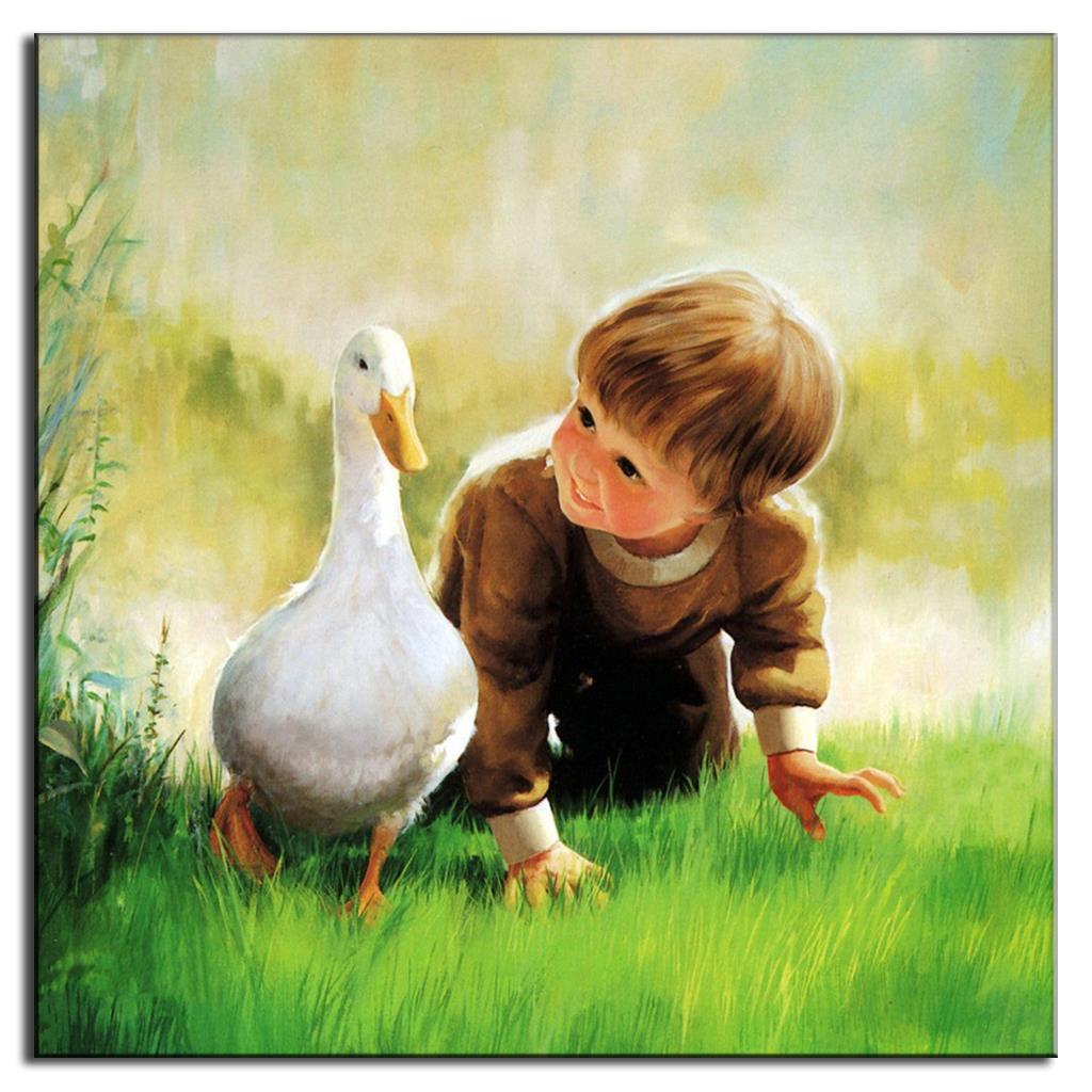 1024x1024 1 Pcs Mediterranean Style Portrait Canvas Prints Painting Cute - Cute Boy Painting