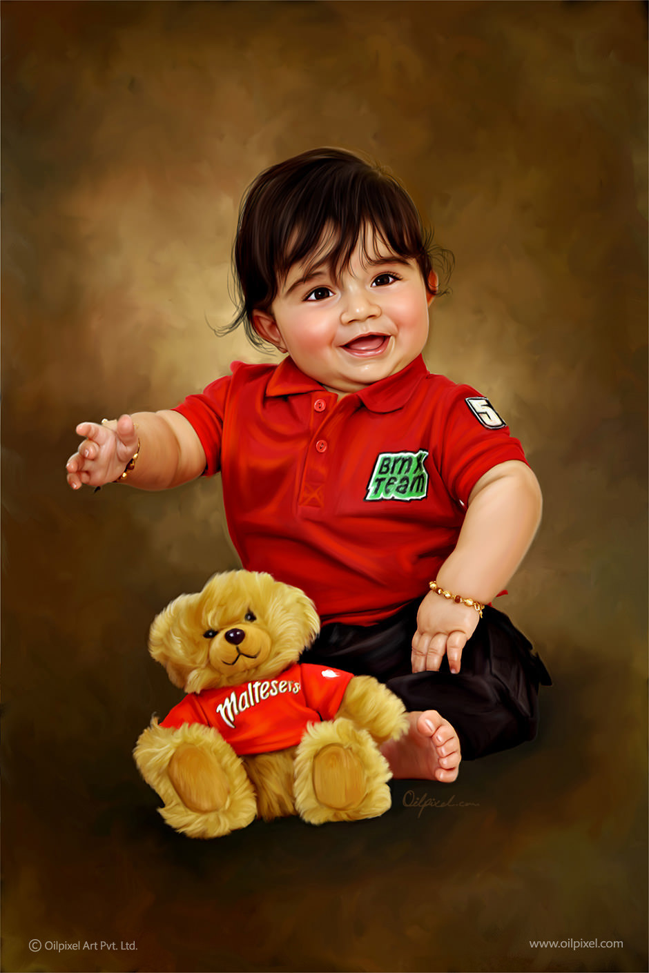 940x1410 Digital Oil Painting Of Cute Boy Best Gift To Your Children - Cute Boy Painting