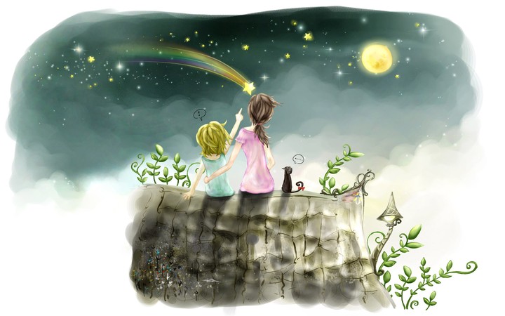 720x450 Painting Boy Girl Two Star Images Cute For Your Background - Cute Boy Painting