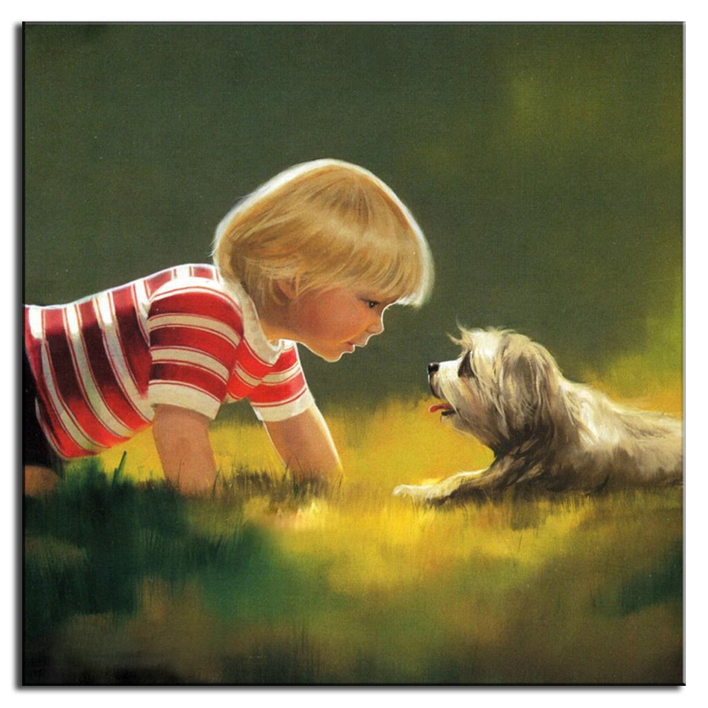 1024x1024 1 Pcs Mediterranean Style Portrait Prints On Canvas Painting Cute - Cute Boy Painting