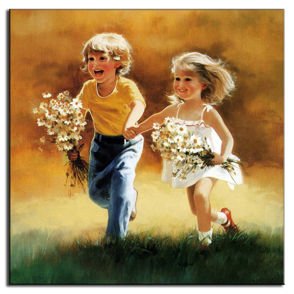 1024x1024 Portrait Oil Painting Canvas Art Cheap Mediterranean Style Cute - Cute Boy Painting