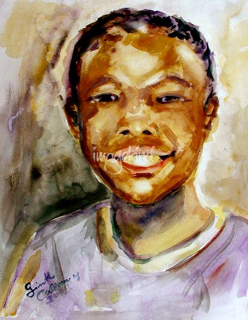 505x650 Cute Boy Smiling Watercolor Painting By Ginette Ca By Ginette Callaway - Cute Boy Painting