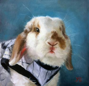375x365 Cute Bunny Paintings For Sale Saatchi Art - Cute Bunny Painting