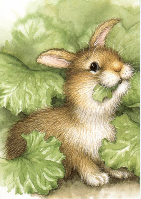 454x640 Lisa Mccue - Cute Bunny Painting