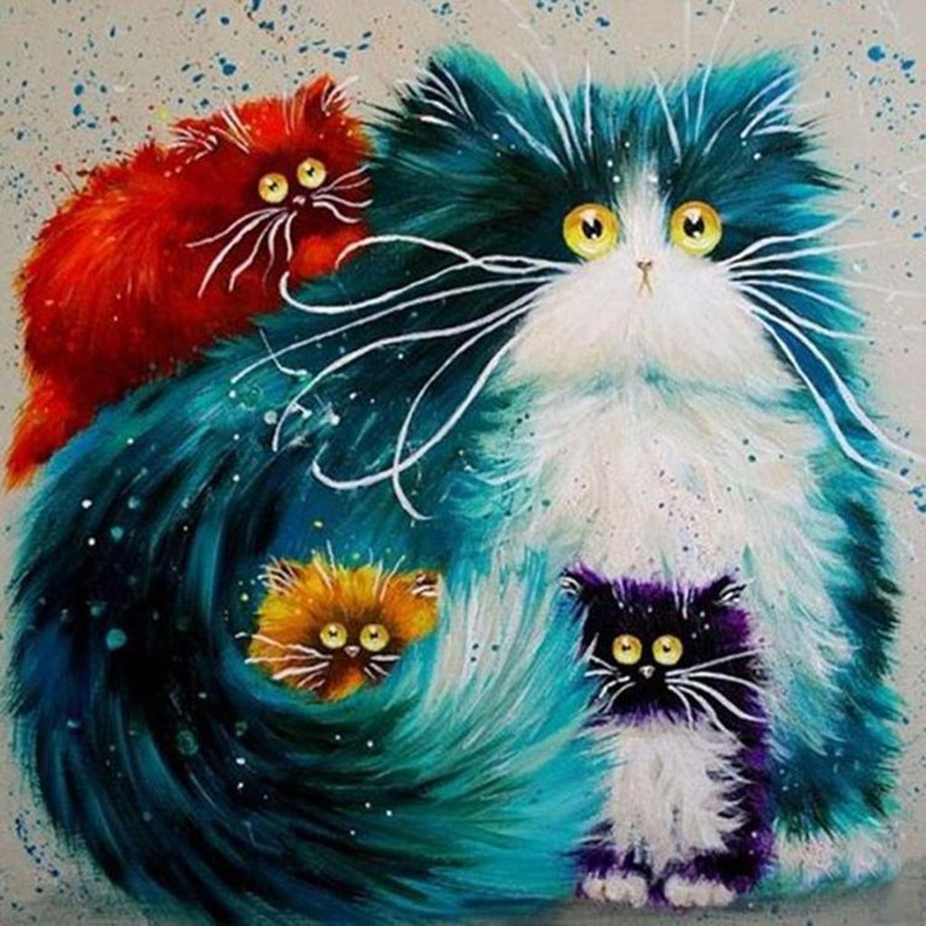1024x1024 Diy Cute Cats Paint By Numbers - Cute Cat Painting