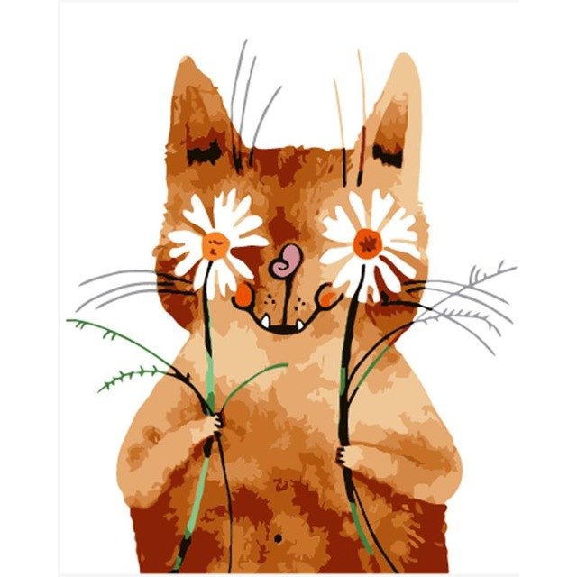 640x640 Frameless Cute Cat Diy Digital Painting By Numbers Kits Hand - Cute Cat Painting