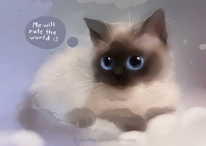660x466 Funny And Cute Cats By Apofiss Digital Art Gallery - Cute Cat Painting
