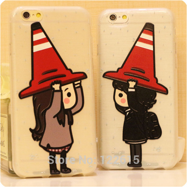 640x640 For Iphone 6 Plus 6 5s 5 Case Brushed Silicon Relief Painting - Cute Couple Painting
