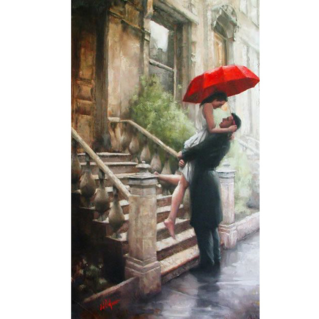 640x640 High Quality Hand Painted Modern Art Cute Couple Oil Painting - Cute Couple Painting
