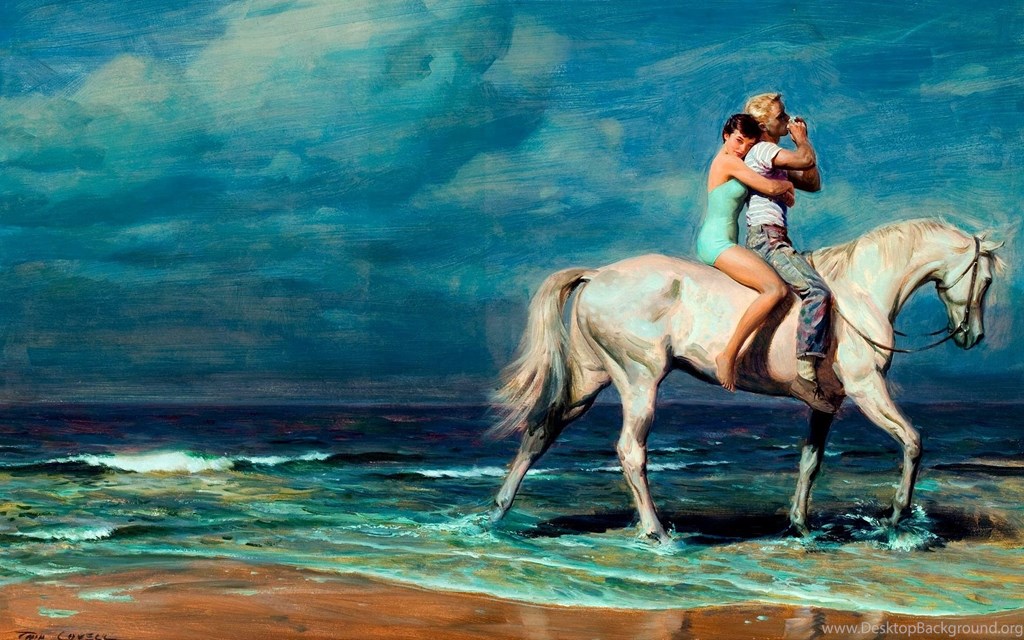 1024x640 Love Painting Of Cute Couple Wallpapers Hd Of Cute Lovers Desktop - Cute Couple Painting