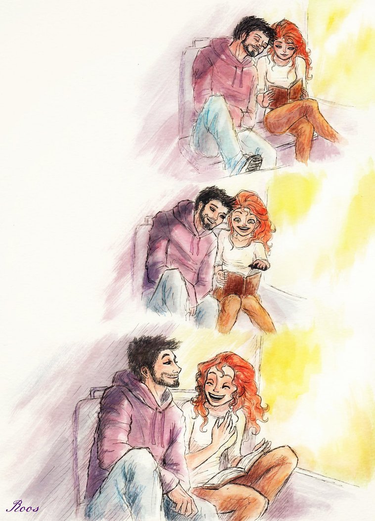 758x1053 The Cute Couple The Bus By Thecityofdreams - Cute Couple Painting