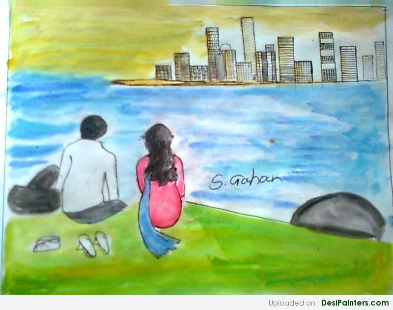 800x630 Watercolor Painting Of A Cute Couple - Cute Couple Painting