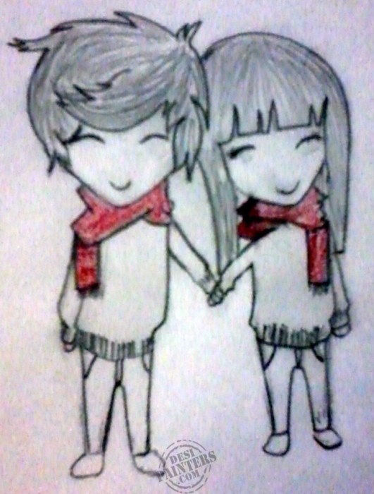 531x700 Cute Couple Painting - Cute Couple Painting