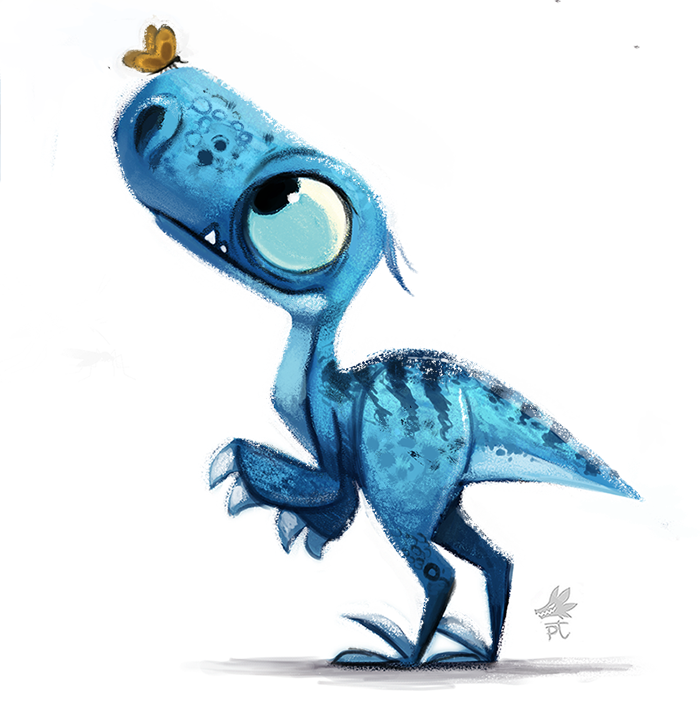 700x707 Daily Paint 651. Jurassic Book - Cute Dinosaur Painting