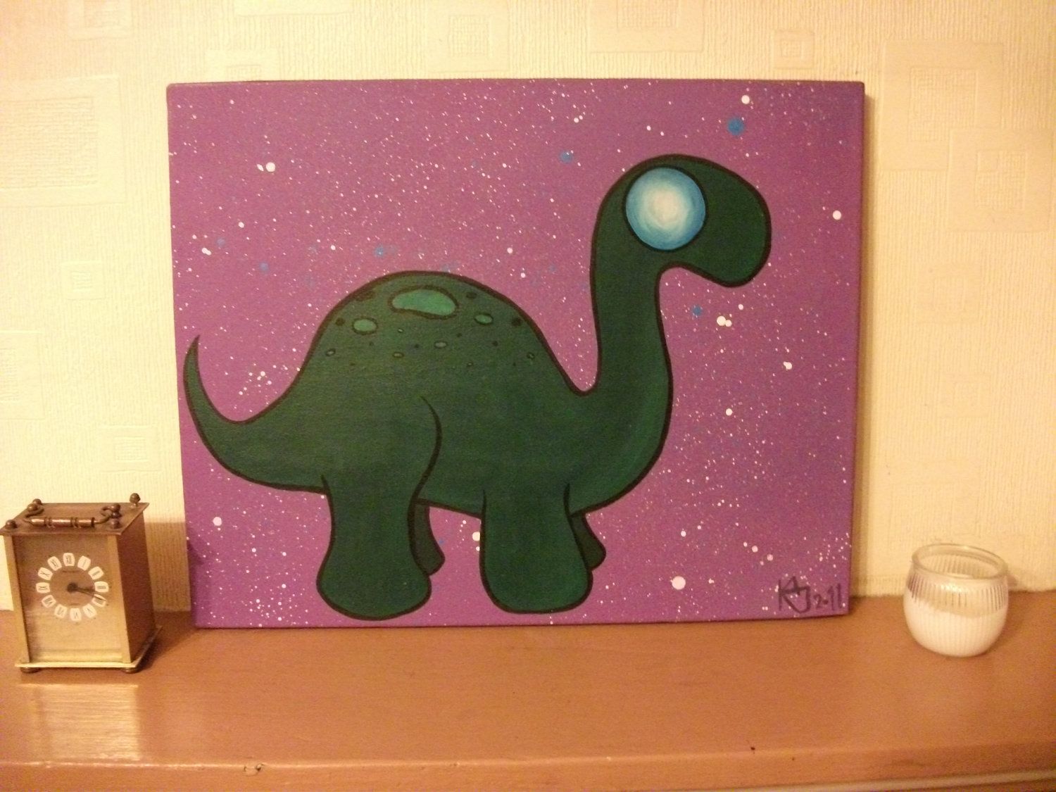 1500x1125 Kawaii Cute Dinosaur Dino Painting Acrylic Canvas Animal Critter - Cute Dinosaur Painting