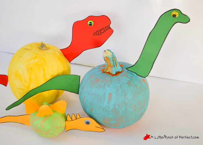 700x500 No Carve Dinosaur Pumpkin With Free Pattern That's Ferociously Cute - Cute Dinosaur Painting