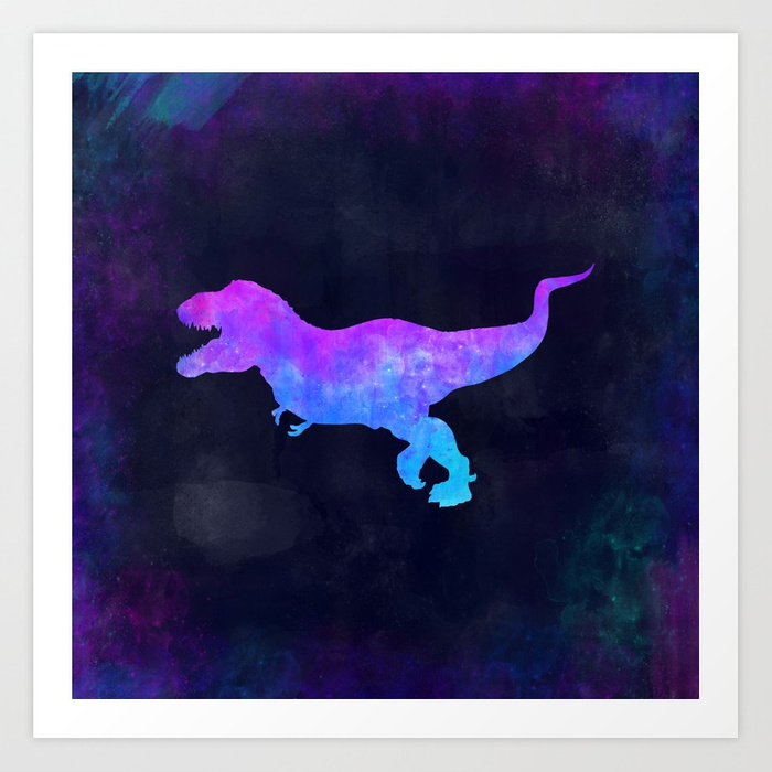 700x700 T Rex In Space Dinosaur Graphic Art Watercolor Canvas - Cute Dinosaur Painting
