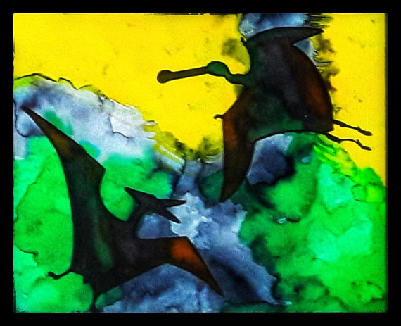 570x463 Watercolor Dinosaur Painting, Bedroom Wall Art, Kids Room Art - Cute Dinosaur Painting