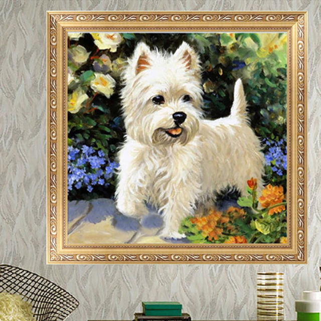 640x640 Diy 5d Diamond Painting Cute Dog Animal Embroidery Cross Stitch - Cute Dog Painting
