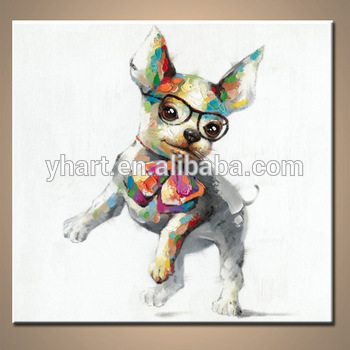 350x350 Modern Colorful Happy Cute Dog Animal Oil Painting With Glasses - Cute Dog Painting