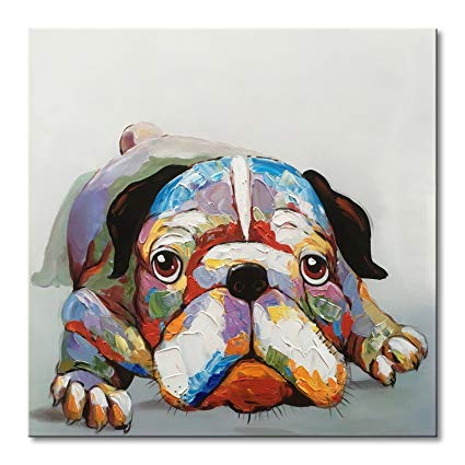 425x425 Everfun Art Everfun Hand Painted Animal Oil Painting - Cute Dog Painting