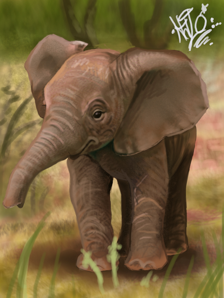 768x1024 Baby Elephant Speed Painting By Tattoosbyhalo - Cute Elephant Painting
