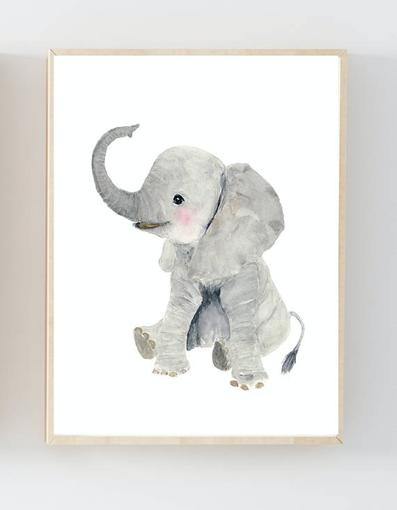 570x732 Elephant Painting Baby Elephant Animal Print African - Cute Elephant Painting