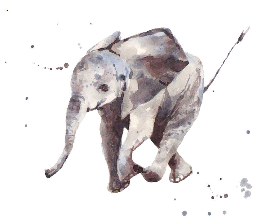 900x720 Hubert Hurry Elephant Painting By Alison Fennell - Cute Elephant Painting