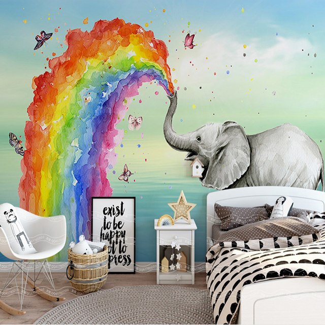 640x640 Online Shop Custom Photo Wallpaper 3d Cute Elephant Watercolor - Cute Elephant Painting
