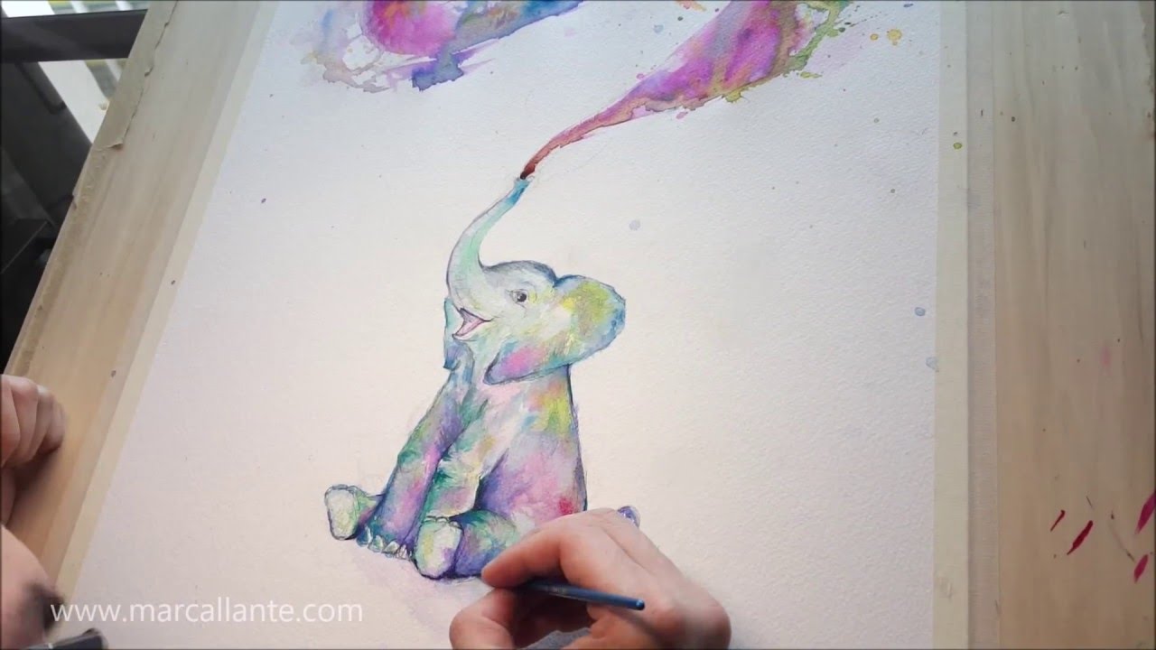 1280x720 Painting A Baby Elephant In Watercolor - Cute Elephant Painting