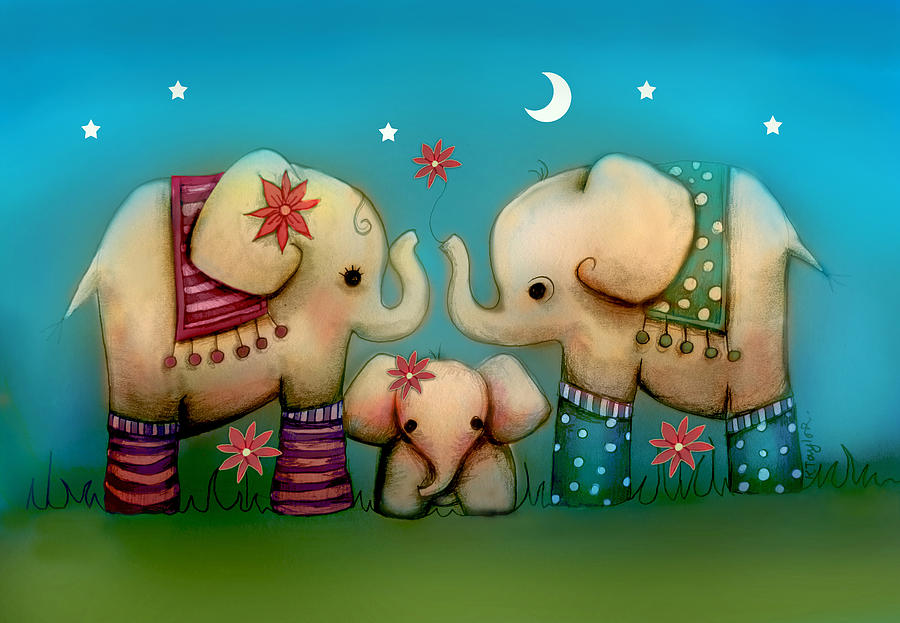 900x623 Baby Elephant Painting By Karin Taylor - Cute Elephant Painting