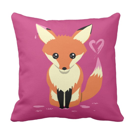 540x540 Cute Fox Painting Pink Heart Pillow - Cute Fox Painting