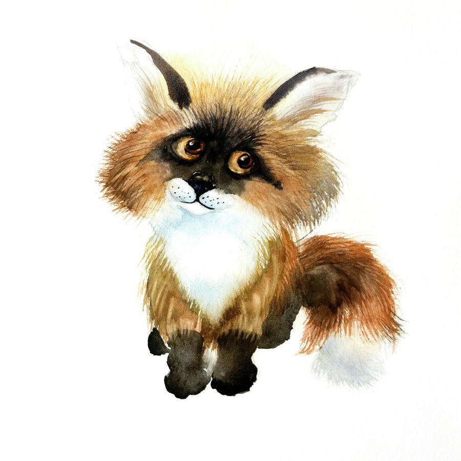900x900 Cute Fox Painting By Paintis Passion - Cute Fox Painting