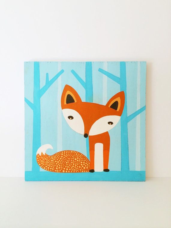 570x760 Fox Nursery Art - Cute Fox Painting