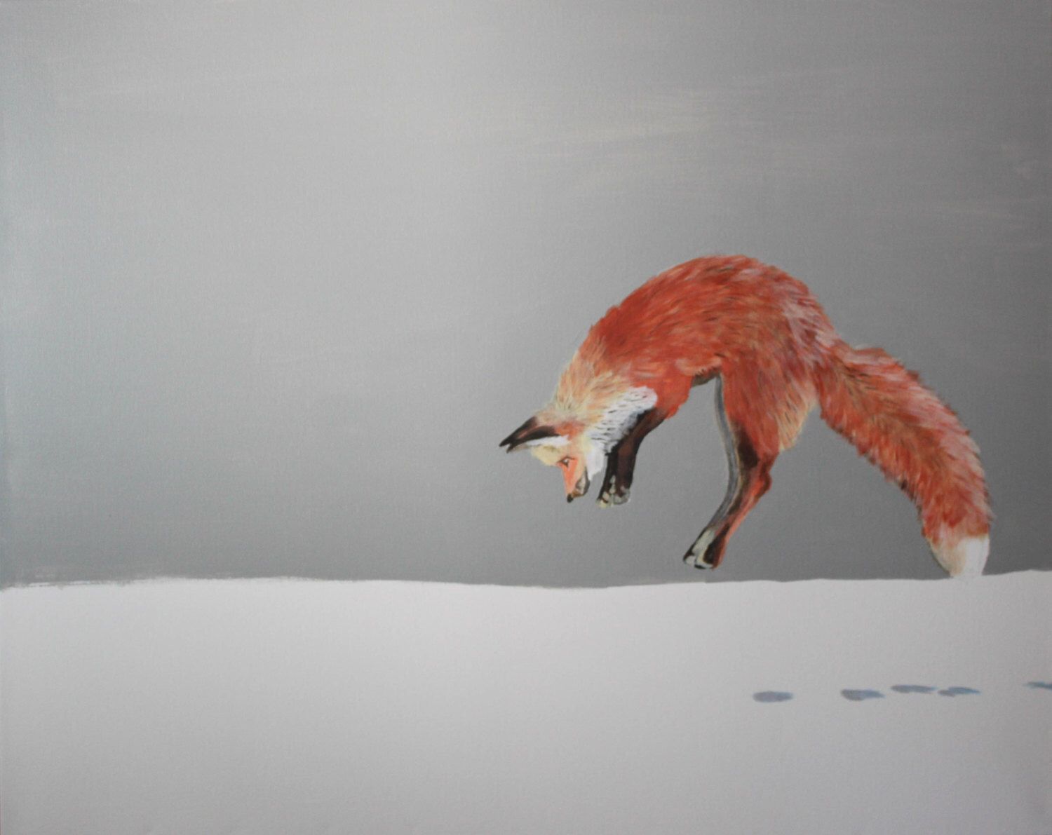 1500x1191 Print Pouncing Fox Painting, Decor, Fox Design, Kids Room Decor - Cute Fox Painting