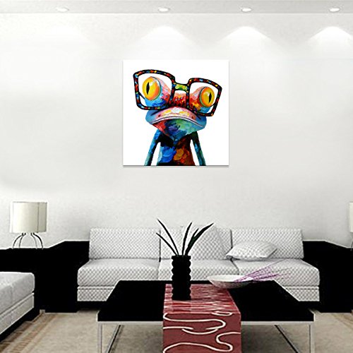500x500 Rain Queen Abstract Cute Glasses Frog Painting Canvas Print Wall - Cute Frog Painting