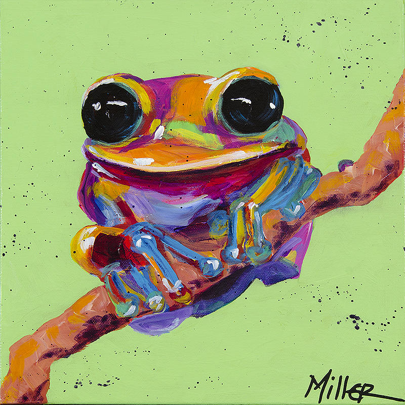 800x800 Tree Frog Painting By Tracy Miller - Cute Frog Painting
