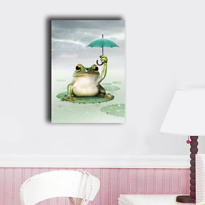 300x300 Cute Frog Stretched Canvas Prints Framed Wall Art Home Decor Kids - Cute Frog Painting