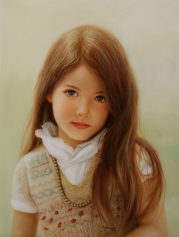 607x800 Product Gd Art Oil Painting - Cute Girl Painting