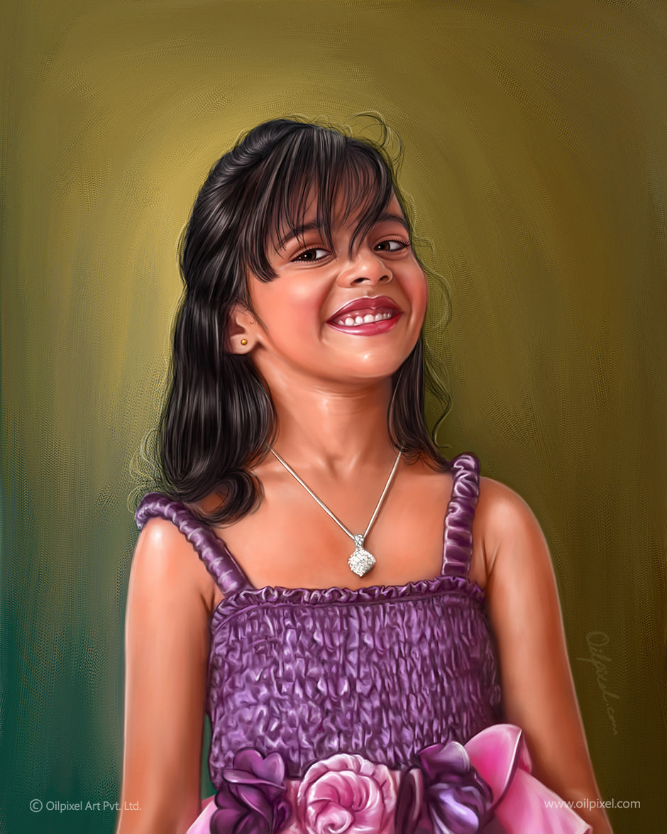940x1175 Smiling Girl Digital Painting Digitized Painting Of Cute Girl By - Cute Girl Painting