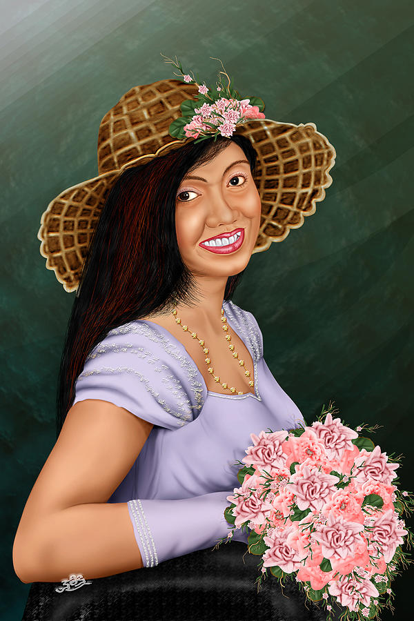 600x900 Cute Flower Girl Painting By Dumindu Shanaka - Cute Girl Painting