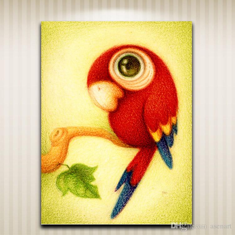 750x750 Cute Woodpecker Tortoise Monkey Cat Squirrel Bird Modern Cartoon - Cute Monkey Painting