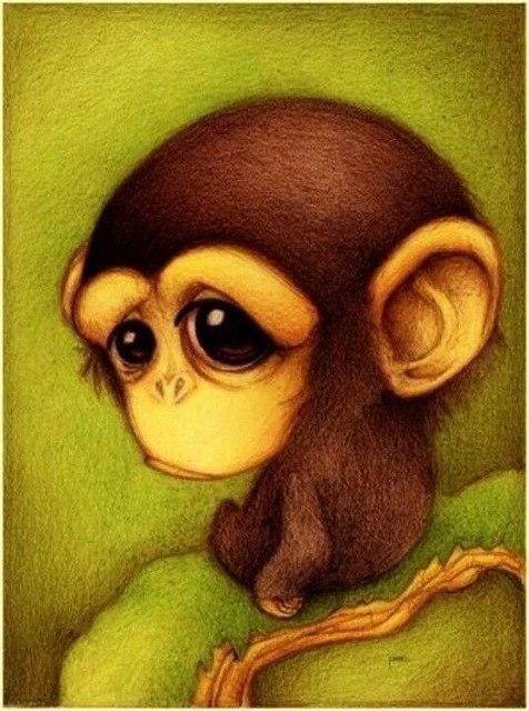 476x640 Diamond Embroidery New 3d Diamond Painting Cross Stitch Cute - Cute Monkey Painting