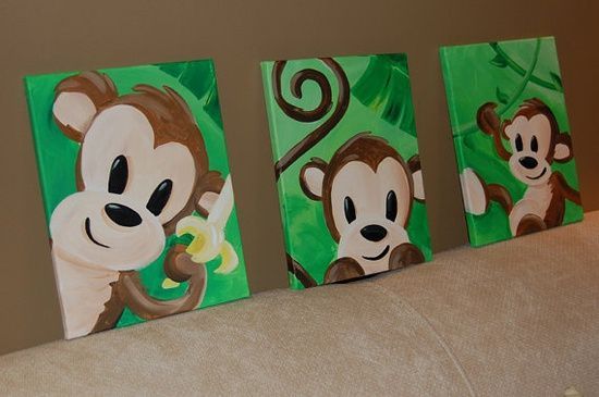 550x365 Monkey Business. Fun Monkey Painting Painted In Acrylic On Canvas - Cute Monkey Painting
