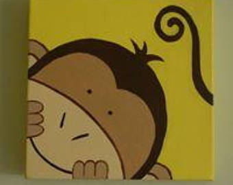 340x270 Too Cute Monkey Card - Cute Monkey Painting