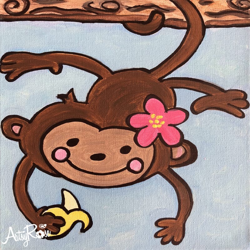 Cute Monkey Painting at PaintingValley.com | Explore collection of Cute ...