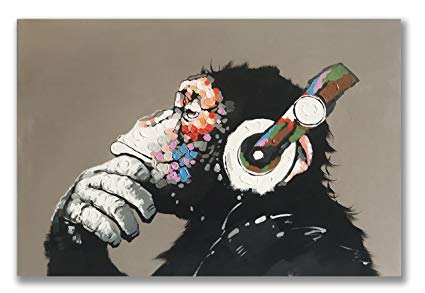 425x293 Gorilla Monkey Paintings, 100% Hand Painted Cute Chimp - Cute Monkey Painting